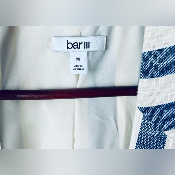 Linen Blend Blazer Sz. Med, by BAR III Cream/Navy Blue - Picture 7 of 10